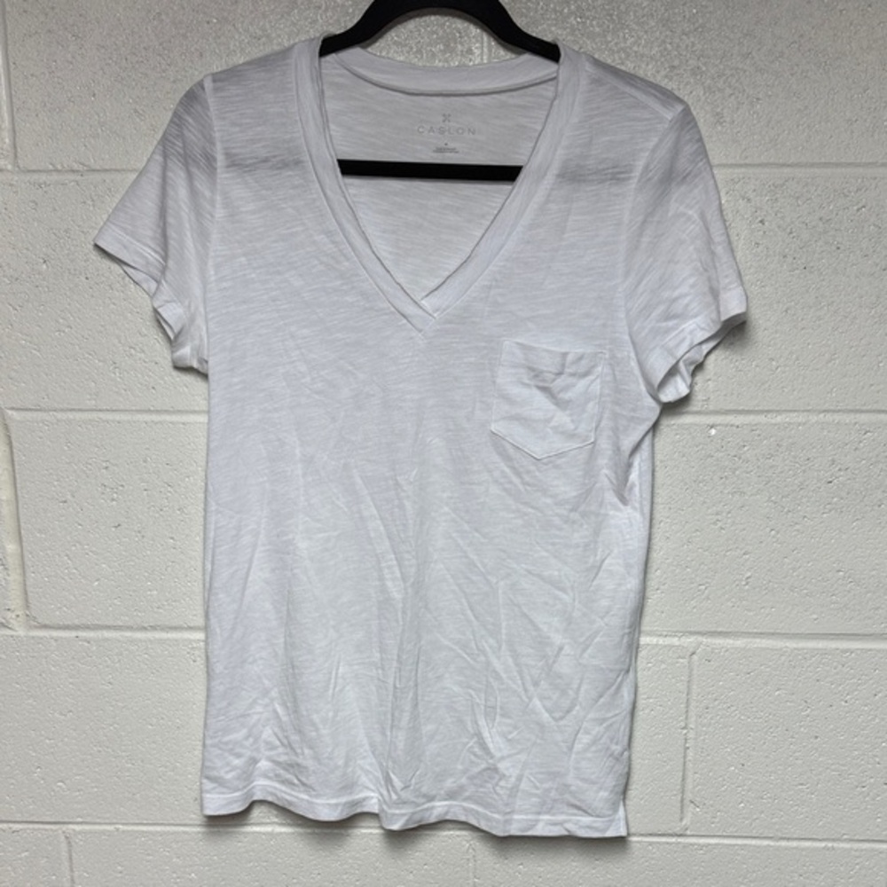 Caslon White V-Neck Pocket Tshirt